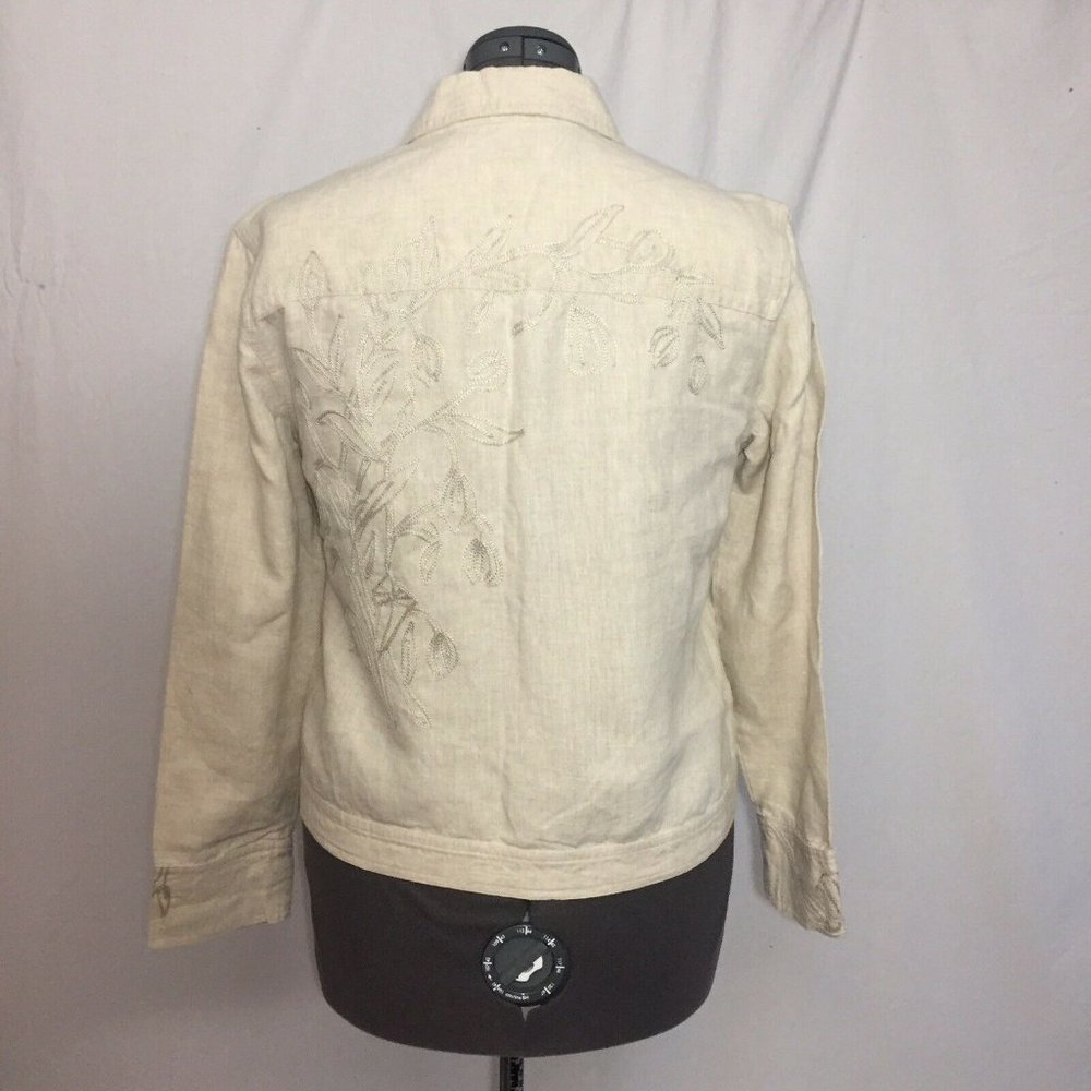 J Jill Tan Linen Jacket Womens 6 Used Linen - Picture 6 of 11